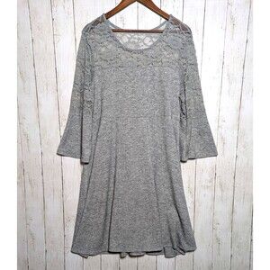 Torrid Gray Lace Inset Bell Sleeve Skater Dress Size 3 Plus Size Winter